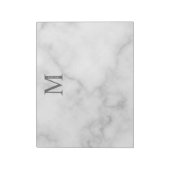Bloc-note Marbre blanc Monogramme personnalisé et nom (Tourné)