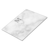 Bloc-note Marbre blanc Monogramme personnalisé et nom (Incliné)