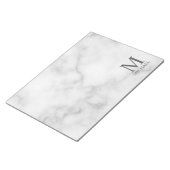 Bloc-note Marbre Blanc Monogramme Personnalisé et Nom (Incliné)