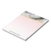 Bloc-note Marbre gris lisse moderne avec ruban or (Tourné)