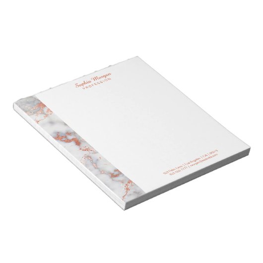 Bloc-note Marbre or blanc et Rose, Nom Info Occupation (Incliné)