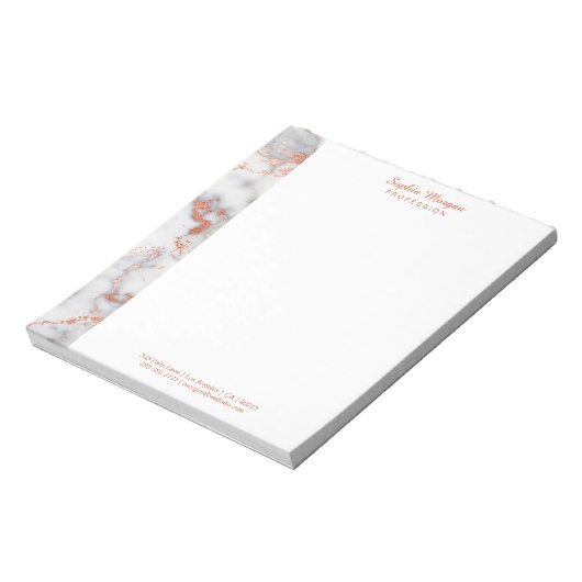 Bloc-note Marbre or blanc et Rose, Nom Info Occupation (Tourné)