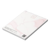 Bloc-note Marbre rose clair élégant logo d'entreprise code Q (Tourné)