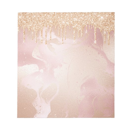 Bloc-note Marbre Rosegold Blush avec Droplets Parties scinti (Devant)