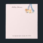 Bloc-note Marcheur de chien mignon personnalisé<br><div class="desc">Lady chien de promenade mignon aquarelle, pavé de notes illustré dans un arrière - plan rose doux. Ce joli bloc-notes sera parfait pour le marcheur de chiens, Groomer pour animaux, Entretien pour animaux, Entreprises pour animaux de compagnie Tout le style de texte, les couleurs, les tailles peuvent être modifiés pour...</div>