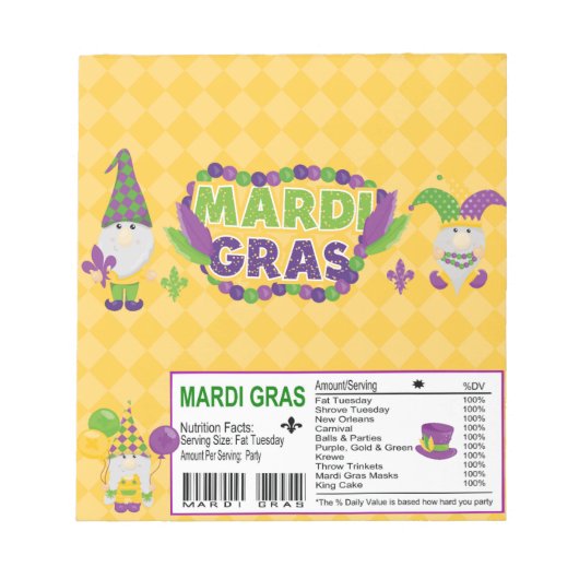 Bloc-note Mardi Gras Candy Bar Wrapper Party (Devant)