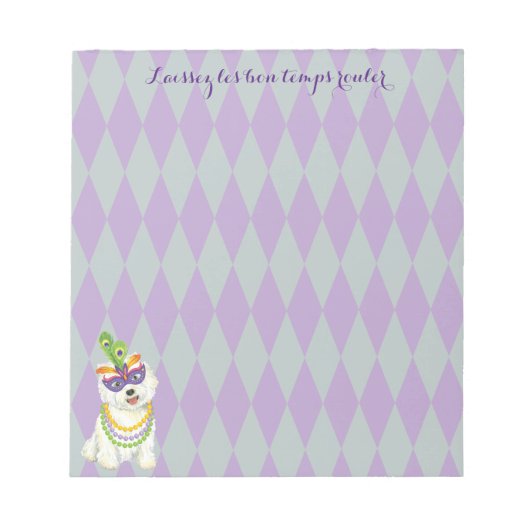 Bloc-note Mardi Gras Westie (Devant)