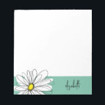 Bloc-note Marguerite blanche et verte avec texte personnalis<br><div class="desc">Un morceau d'art zen et fantaisiste,  hipster. Vous pouvez ajouter un nom,  un monogramme ou un autre texte personnalisé. Si vous avez besoin de déplacer l'art autour,  cliquez sur le bouton personnaliser pour apporter des modifications.</div>