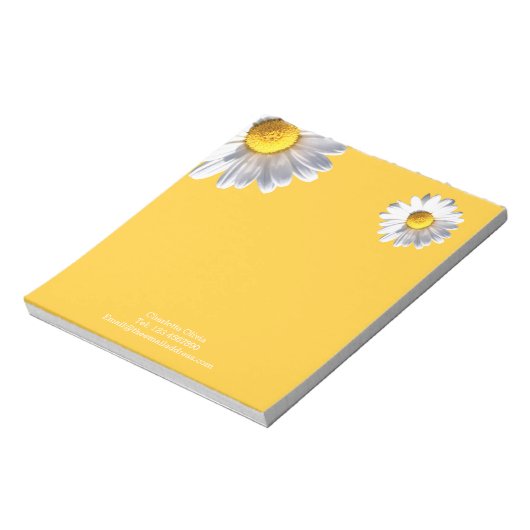 Bloc-note Marguerite sur Arrière - plan Jaune Personnalisé (Tourné)