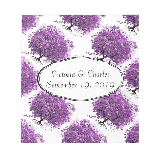 Bloc-note Mariage de feuille de coeur pourpre de forêt (Devant)