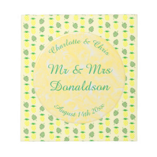Bloc-note Mariage d'été tropical Ananas et Palm Feuille
