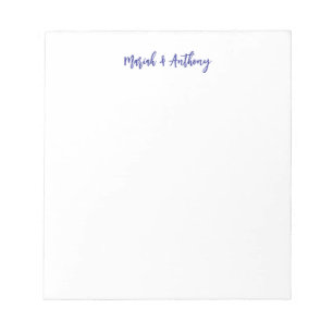 Bloc-note Mariage Élégant Créatif Classique Bleu Blanc