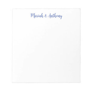 Bloc-note Mariage Élégant Créatif Classique Bleu Blanc