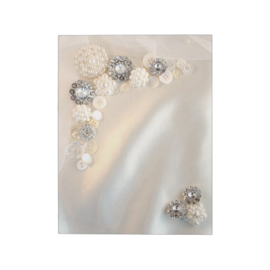 Bloc-note Mariage Faux White Pearl and Diamond Buttons (Tourné)