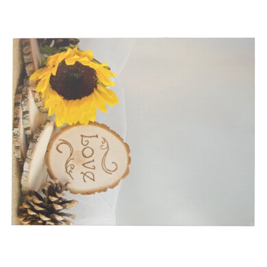 Bloc-note Mariage rustique Tournesol (Devant)