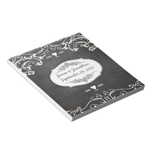 Bloc-note Mariages de typographie de tableau noir (Incliné)