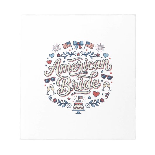 Bloc-note Mariée Américaine Création Vectorielle De Mariage (Devant)