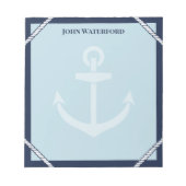 Bloc-note Marine Ancre & Rope Nautical Ajouter Votre Nom (Devant)