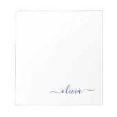 Bloc-note Marine Bleu Blanc moderne Script Girl Monogramme N (Devant)