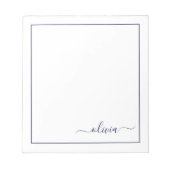 Bloc-note Marine Bleu Blanc moderne Script Girl Monogramme N (Devant)
