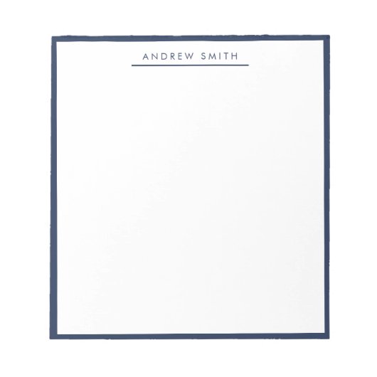 Bloc-note Marine Bleu Ligne simple Moderne Classique Minimal (Devant)