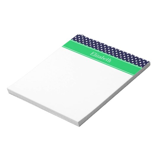 Bloc-note Marine Blue Wt Polka Dot Emerald Nom vert Monogram (Tourné)