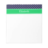 Bloc-note Marine Blue Wt Polka Dot Emerald Nom vert Monogram (Devant)