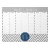 Bloc-note Marine et Grey Chevron Motif Planificateur hebdoma (Devant)