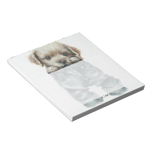 Bloc-note Marionnette mignonne en Jeans Art Monogramme (Incliné)