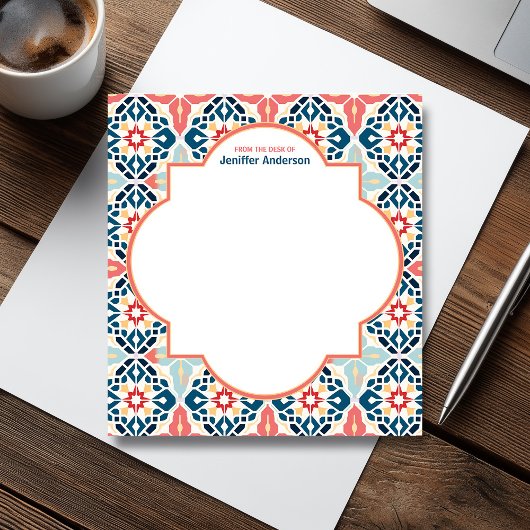 Bloc-note Marocain Zellij Motif bleu et rose
