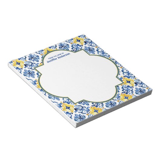 Bloc-note Marocain Zellij Motif Bleu & Jaune (Incliné)