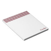 Bloc-note Maroon avec Motif de dentelle Crochet blanc (Incliné)