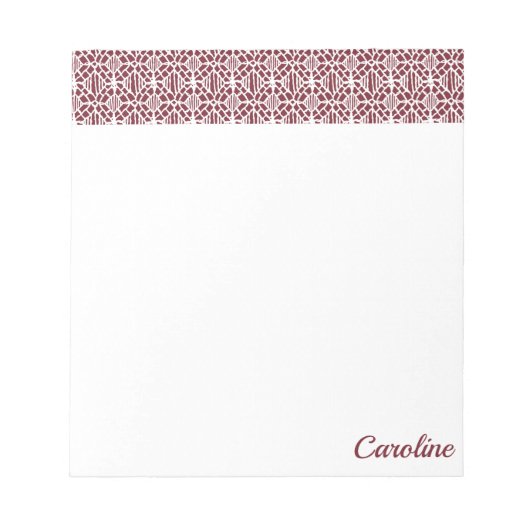 Bloc-note Maroon avec Motif de dentelle Crochet blanc (Devant)