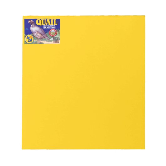 Bloc-note Marque Quail Contra Costa Bartletts (Devant)