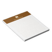 Bloc-note Marron Chocolat Personnalisé Monogramme Nom Ligné (Incliné)