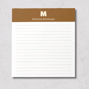 Bloc-note Marron Chocolat Personnalisé Monogramme Nom Ligné