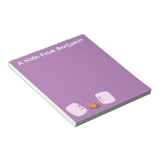 Bloc-note Marshmallows mignons roses par dessin animé sur le (Incliné)