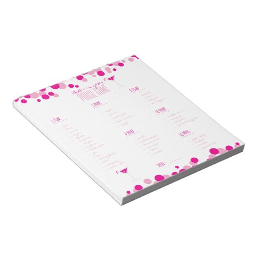 Bloc-note Martini What's in Your Purse Bridal Game Notepad (Incliné)