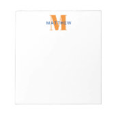 Bloc-note Masculine Initial/Nom Monogramme orange et bleu (Devant)