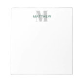 Bloc-note Masculine Initial/Nom Monogramme Vert foncé et gri (Devant)