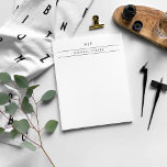 Bloc-note Masculine minimaliste | Initiales et nom<br><div class="desc">Ce pavé de notes élégant et simple comporte des lignes noires classiques et du texte avec vos initiales.</div>