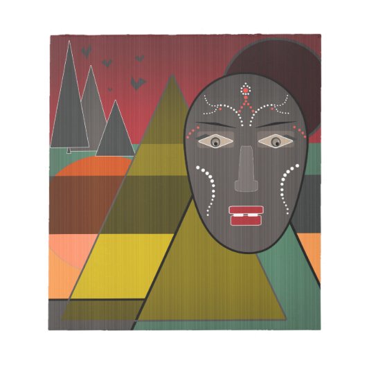 Bloc-note Masque africain abstrait dans des couleurs rétro v (Devant)