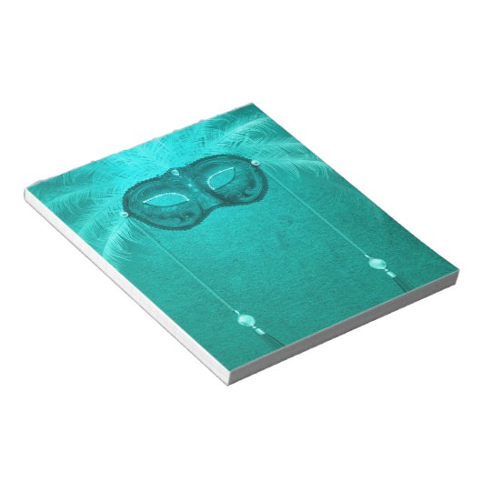 Bloc-note Masque mascarisé en plumes élégant turquoise vinta (Incliné)