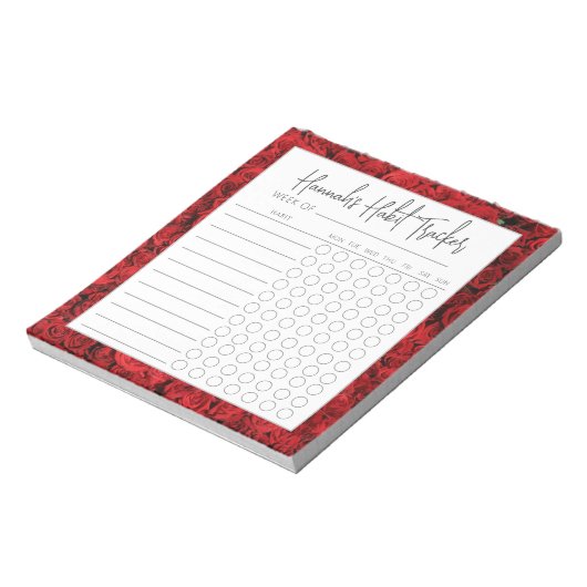 Bloc-note Mat Roses turcs Minimal Script Habit Tracker (Tourné)