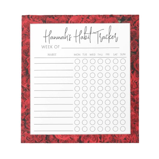 Bloc-note Mat Roses turcs Minimal Script Habit Tracker (Devant)