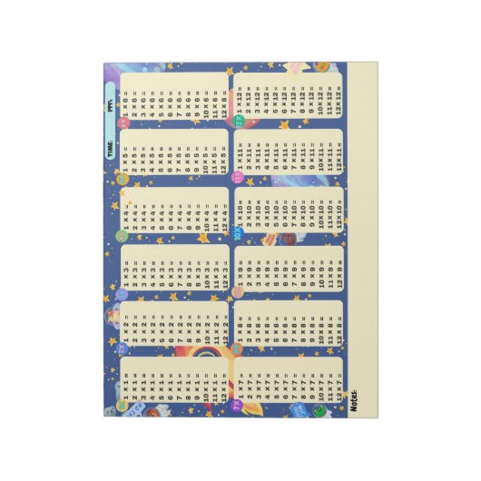 Bloc-note Math Drill Space Adventure (Multiplication) (Tourné)