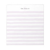 Bloc-note Mauve Watercolor Stripes Nom de l'enseignant Monog (Devant)