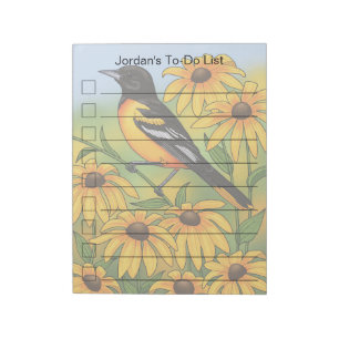Bloc-note MD State Bird Oriole & Black eyed Susan Flower