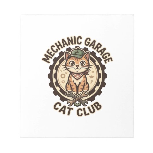 Bloc-note Mécanicien Garage Chat POD Vector Art - Mécanicien (Devant)