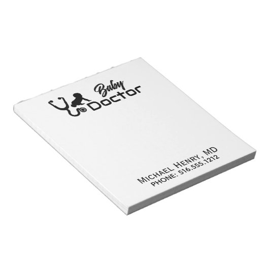 Bloc-note Médecin de bébé pédiatre MD Stethoscope (Incliné)